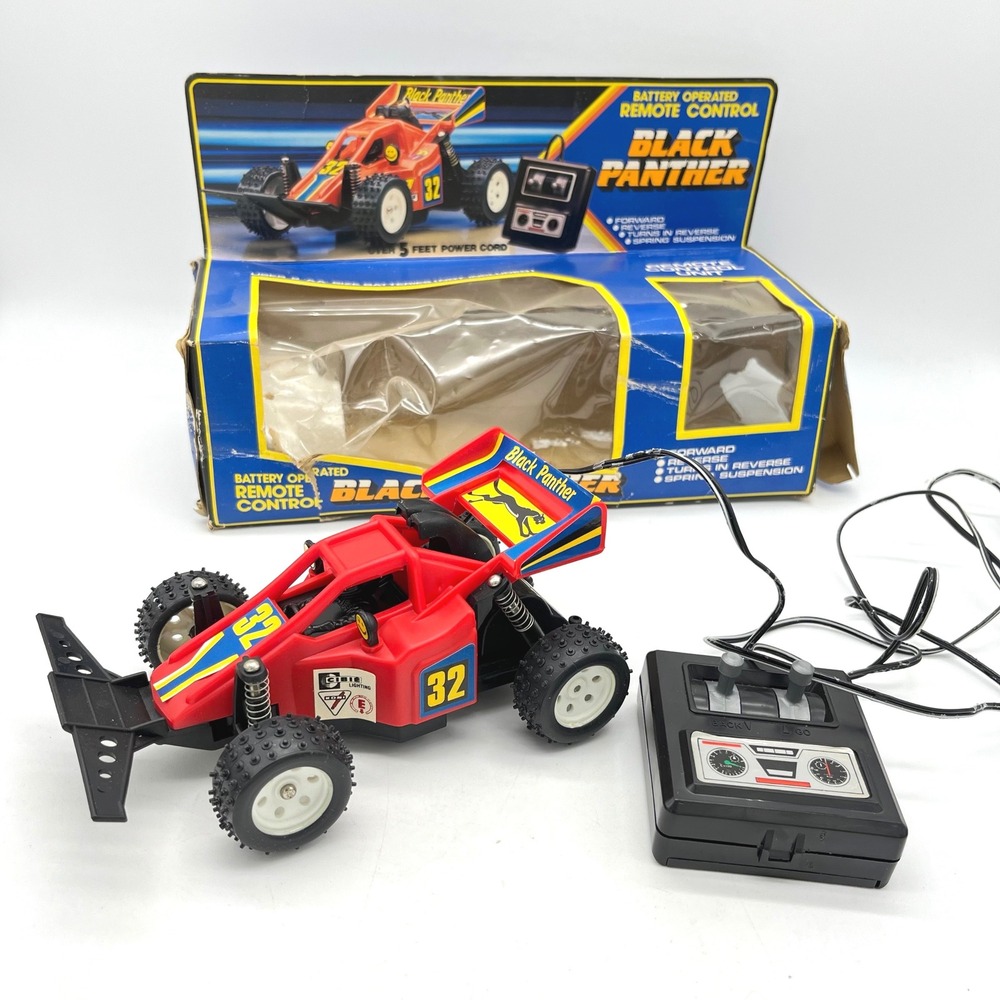 Vintage Black Panther Remote‎ Control Car Red Yellow Blue RC Toy with Controller